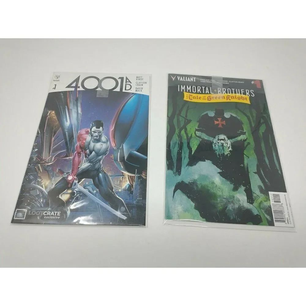 Valiant Comics 4001 AD #1 Lootcrate Exclusive & Immortal Brothers #1 Green knigh